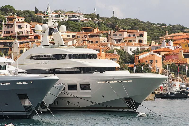 a large yacht docked aboard SARAMOUR Yacht for Sale
