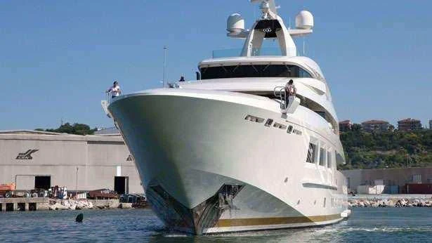 a large white boat aboard SARAMOUR Yacht for Sale