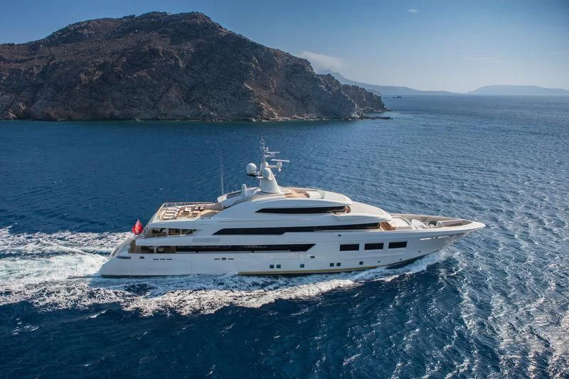 a white yacht in the water aboard SARAMOUR Yacht for Sale