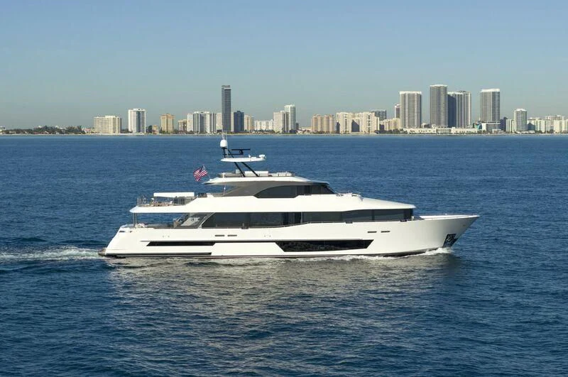 a white yacht in the water aboard BOA VIDA Yacht for Sale