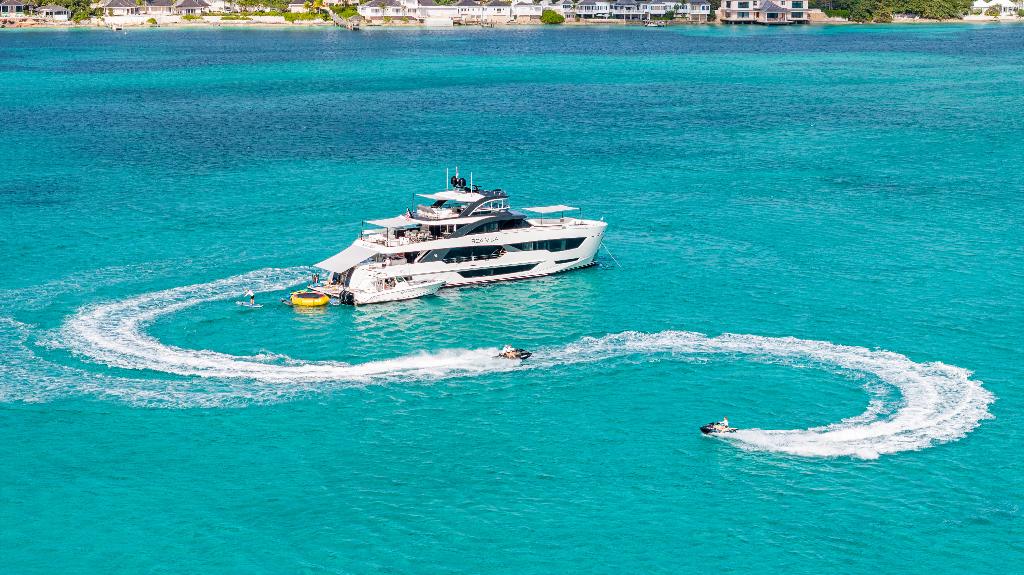 a boat on the water aboard BOA VIDA Yacht for Sale