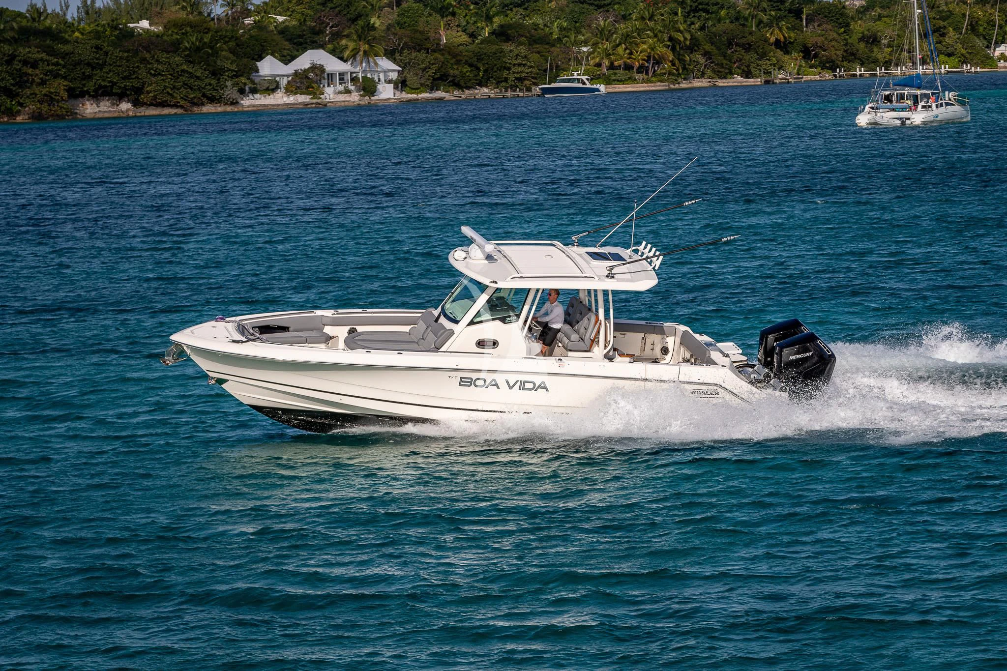a boat on the water aboard BOA VIDA Yacht for Sale