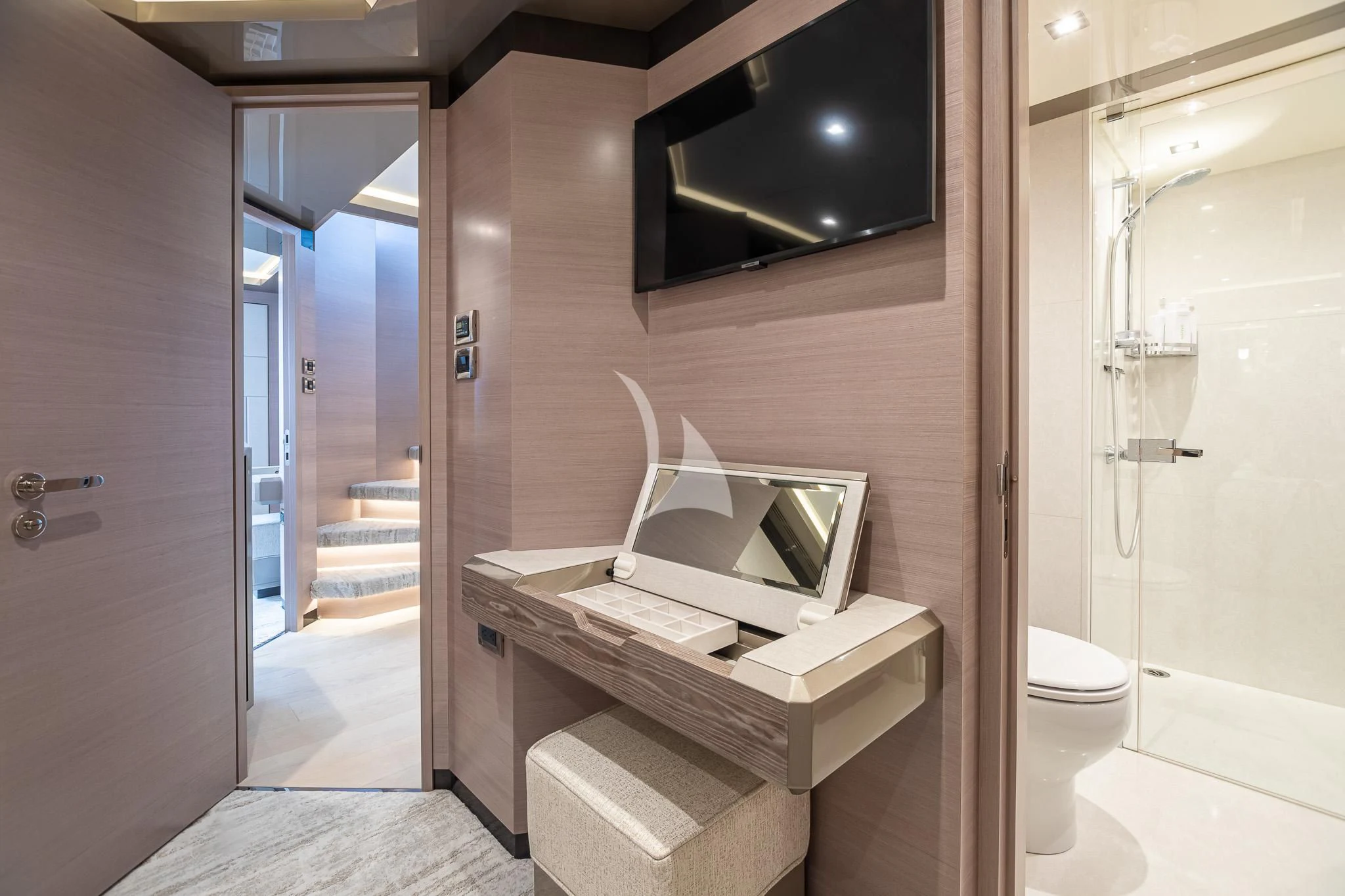 a bathroom with a sink and a toilet aboard BOA VIDA Yacht for Sale