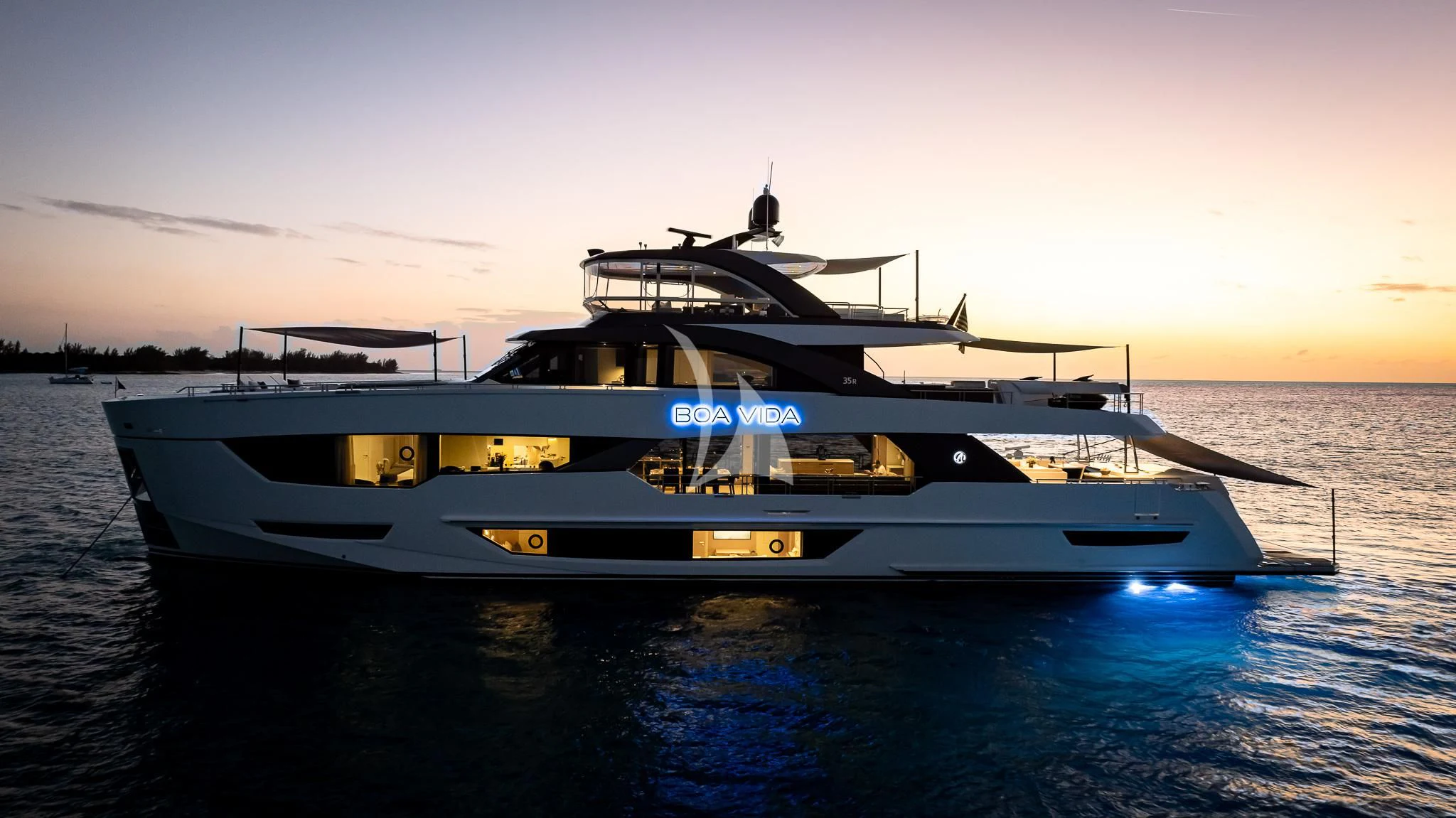 a boat on the water aboard BOA VIDA Yacht for Sale
