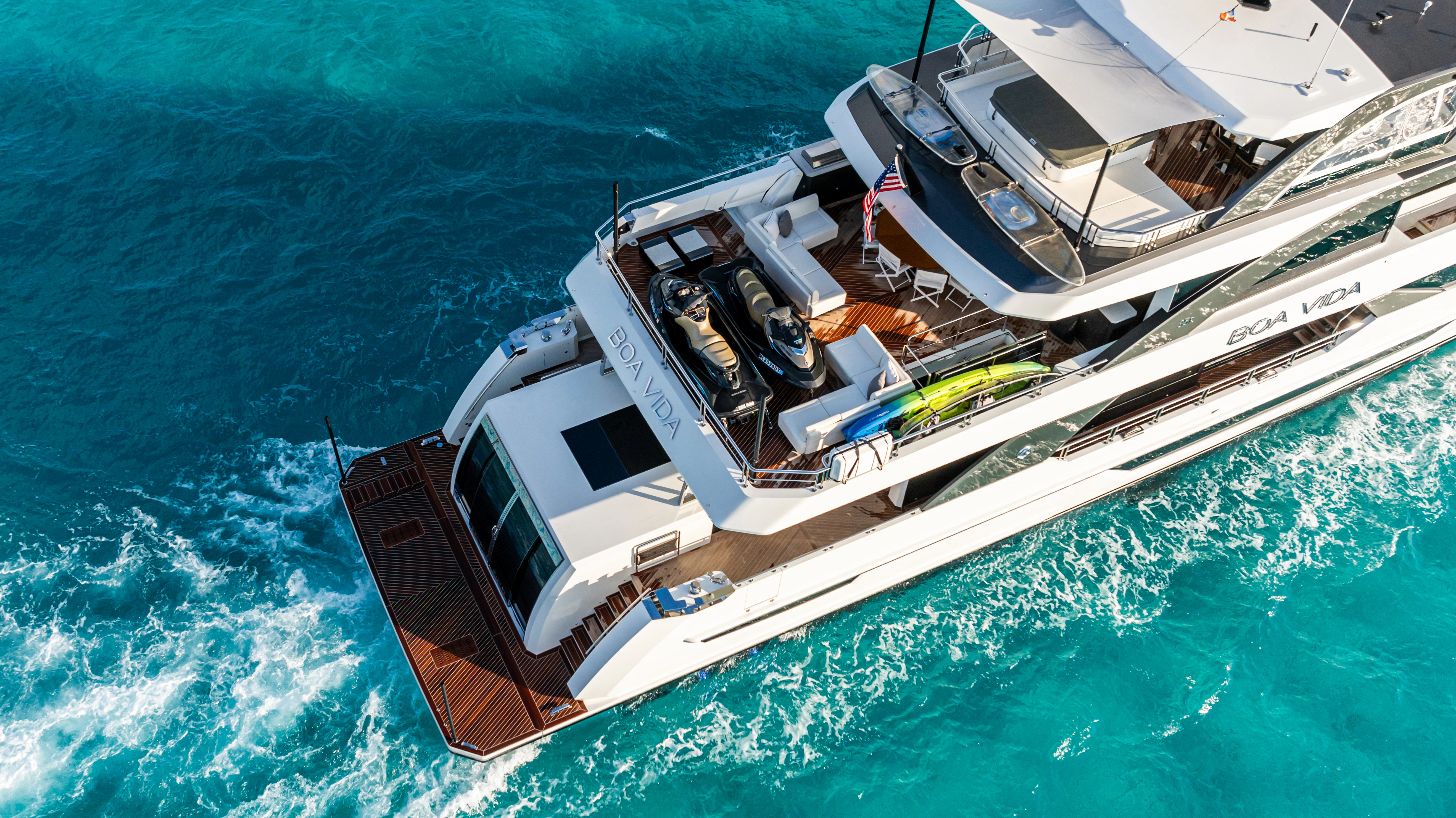 a boat on the water aboard BOA VIDA Yacht for Sale