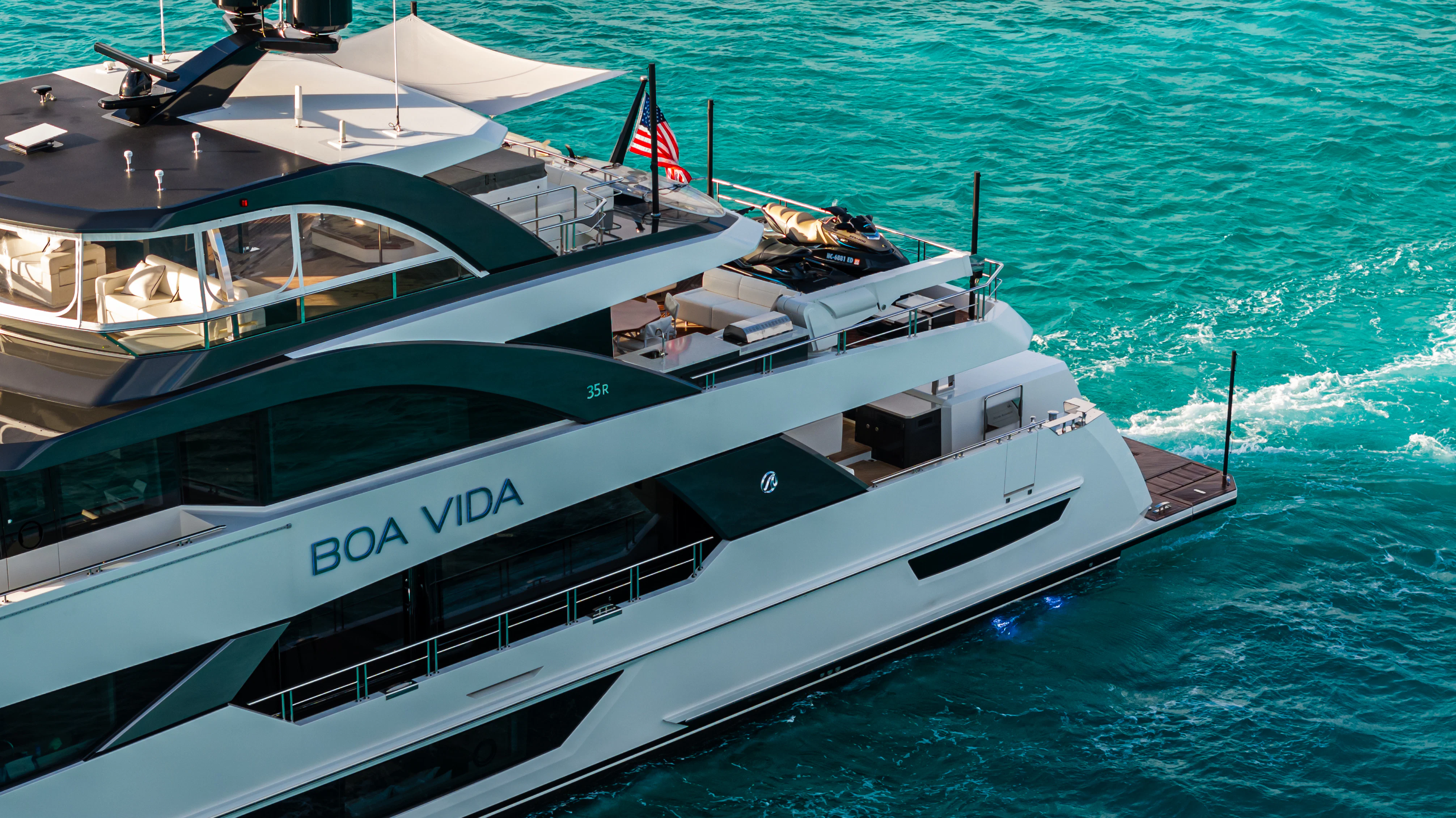 a boat on the water aboard BOA VIDA Yacht for Sale