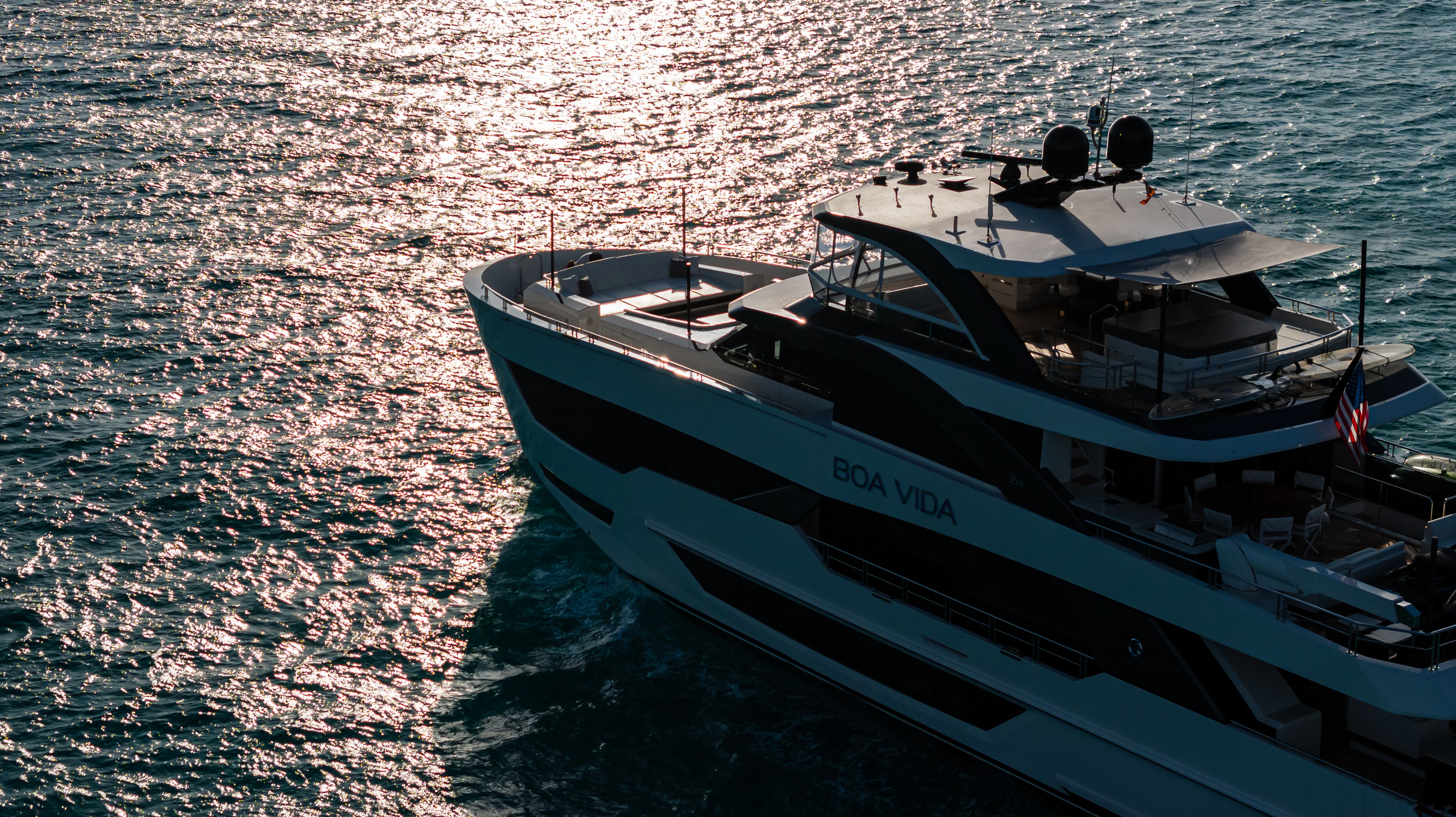 a boat on the water aboard BOA VIDA Yacht for Sale