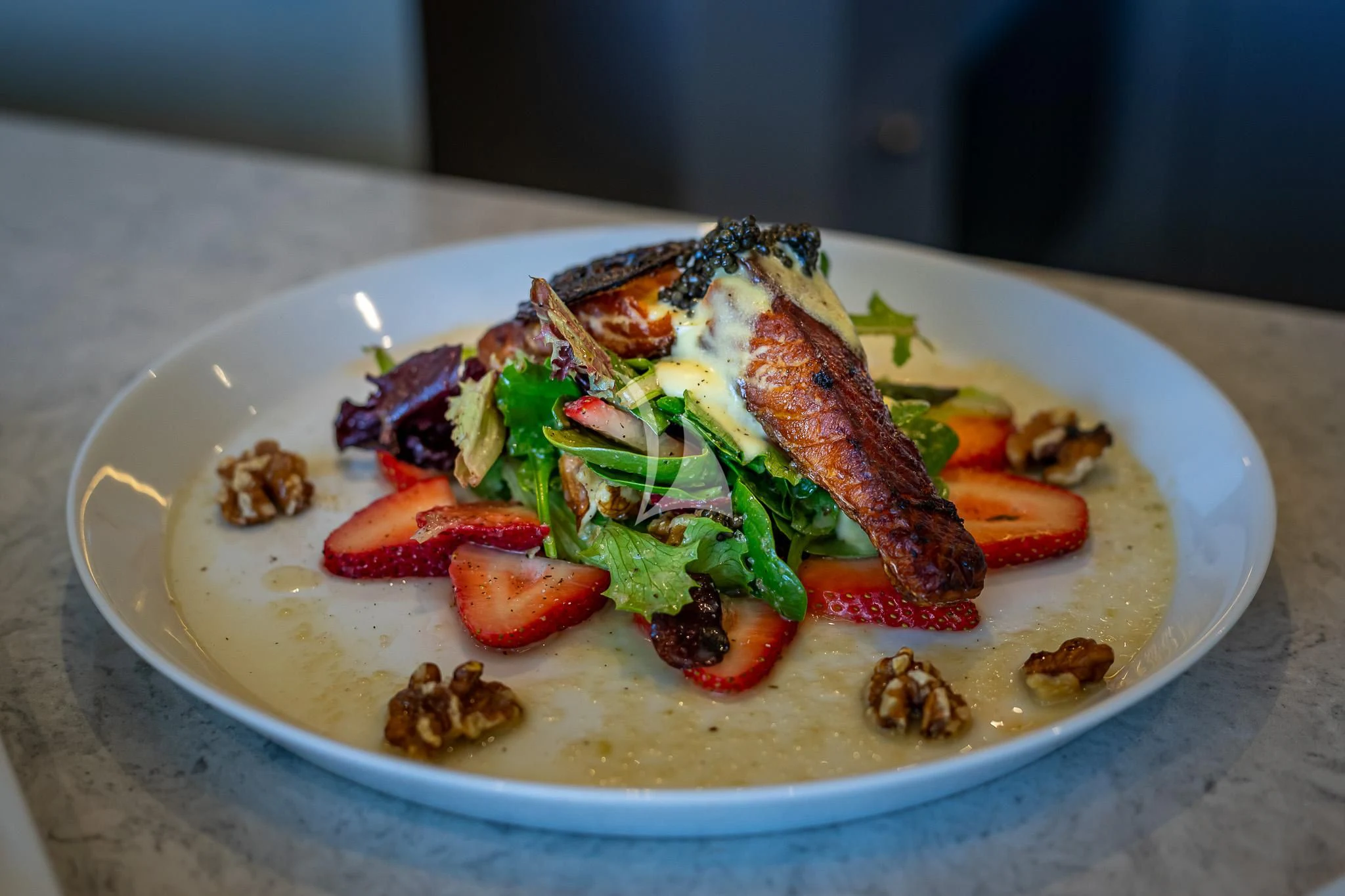 a plate of food aboard BOA VIDA Yacht for Sale