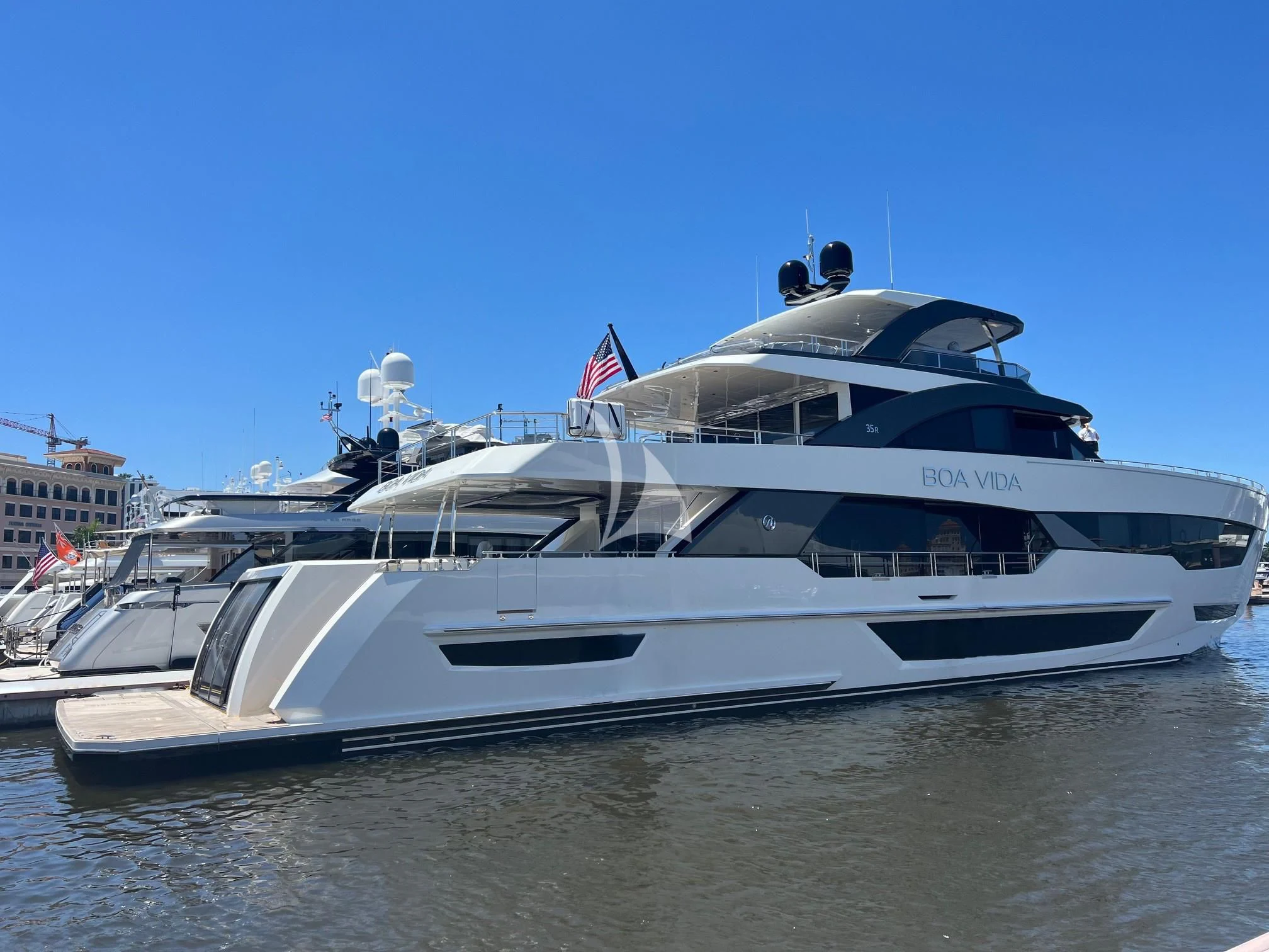 a large white yacht aboard BOA VIDA Yacht for Sale