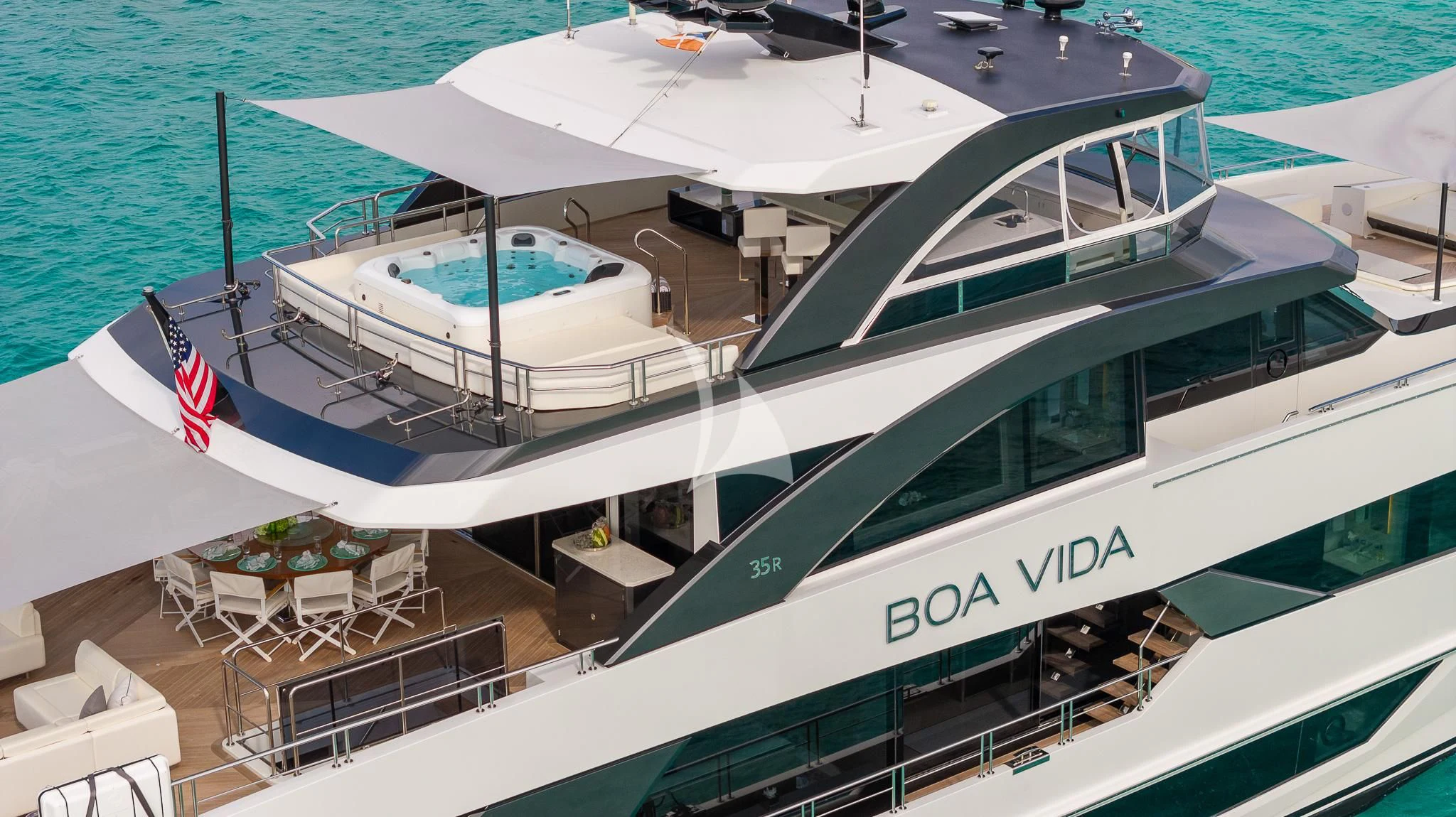 a boat on the water aboard BOA VIDA Yacht for Sale