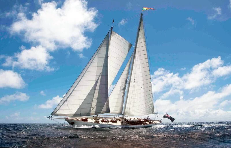 a sailboat on the beach aboard GLORIA Yacht for Sale