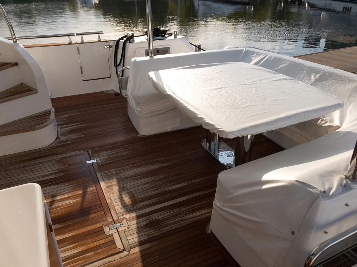 a boat on a deck aboard MAGELLANO 66 Yacht for Sale