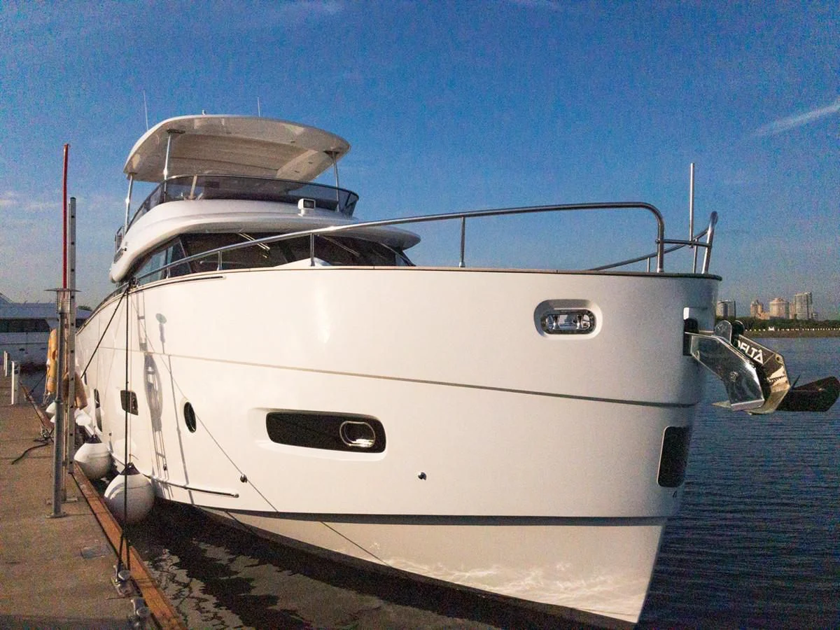a white boat with a white front aboard MAGELLANO 66 Yacht for Sale