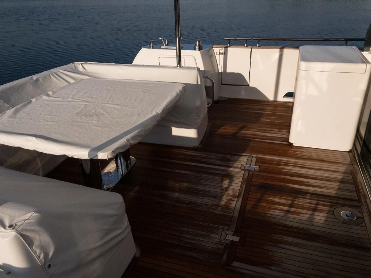 a boat on a deck aboard MAGELLANO 66 Yacht for Sale