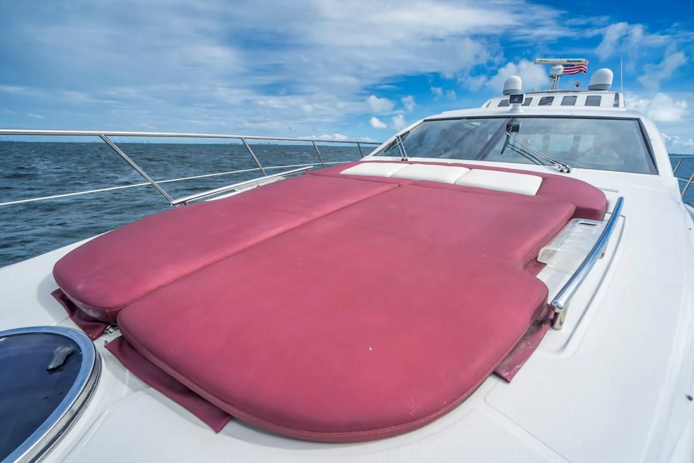 the front of a boat aboard KNOTORIOUS IV Yacht for Sale