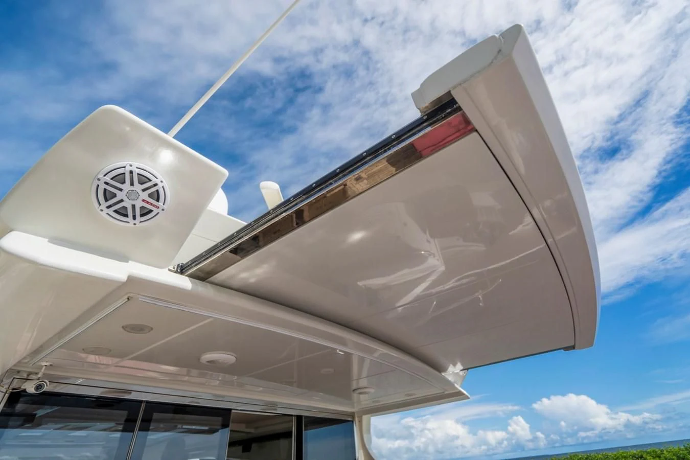 a building with a tower aboard KNOTORIOUS IV Yacht for Sale