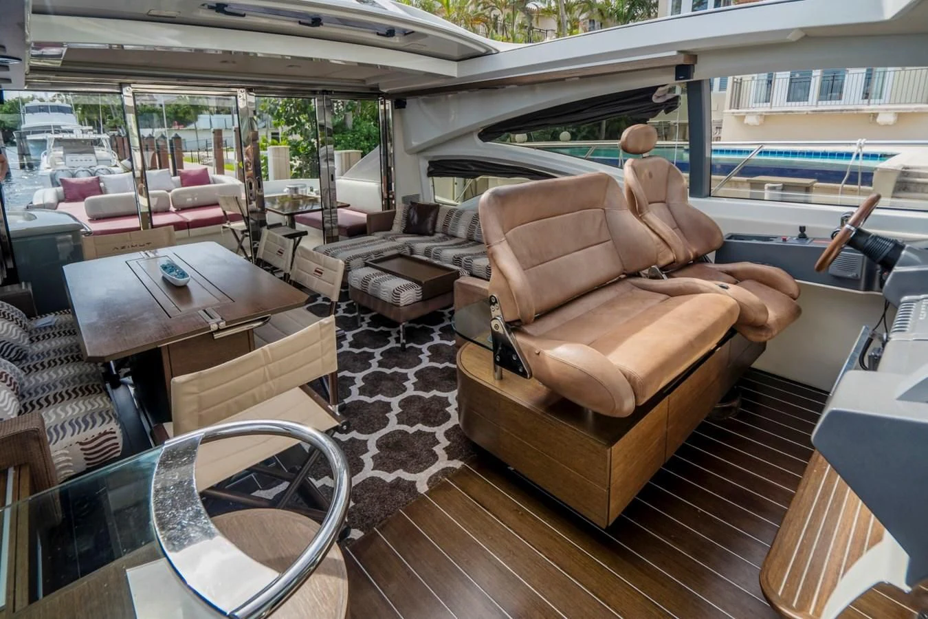 a person sitting on a couch aboard KNOTORIOUS IV Yacht for Sale