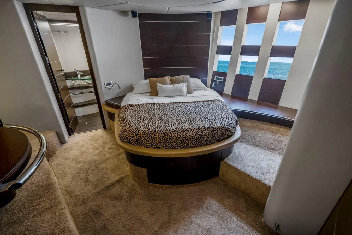 a bed in a room aboard KNOTORIOUS IV Yacht for Sale