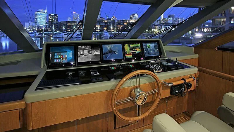 inside of a vehicle with screens aboard BELLE VIE Yacht for Sale