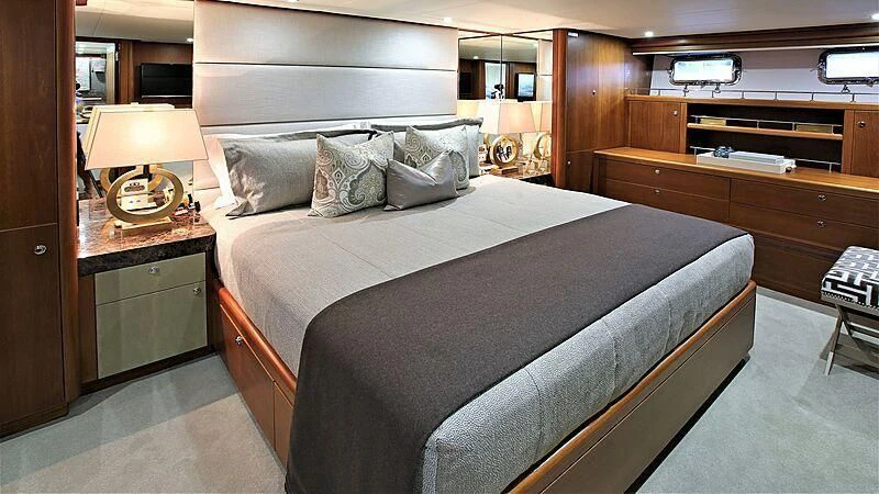a bed in a room aboard BELLE VIE Yacht for Sale