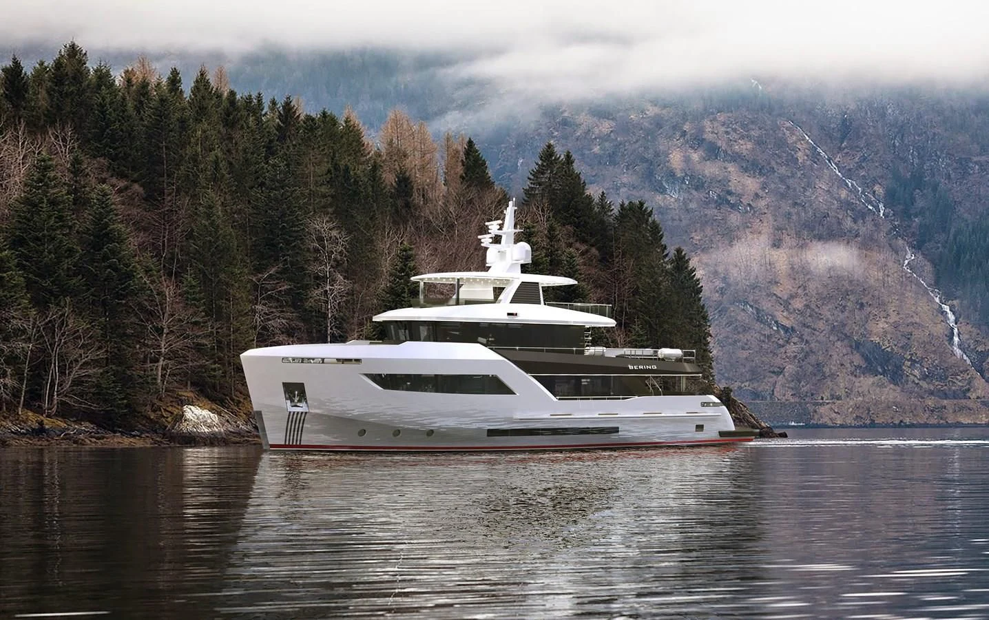 a boat on the water aboard BERING B100 Yacht for Sale