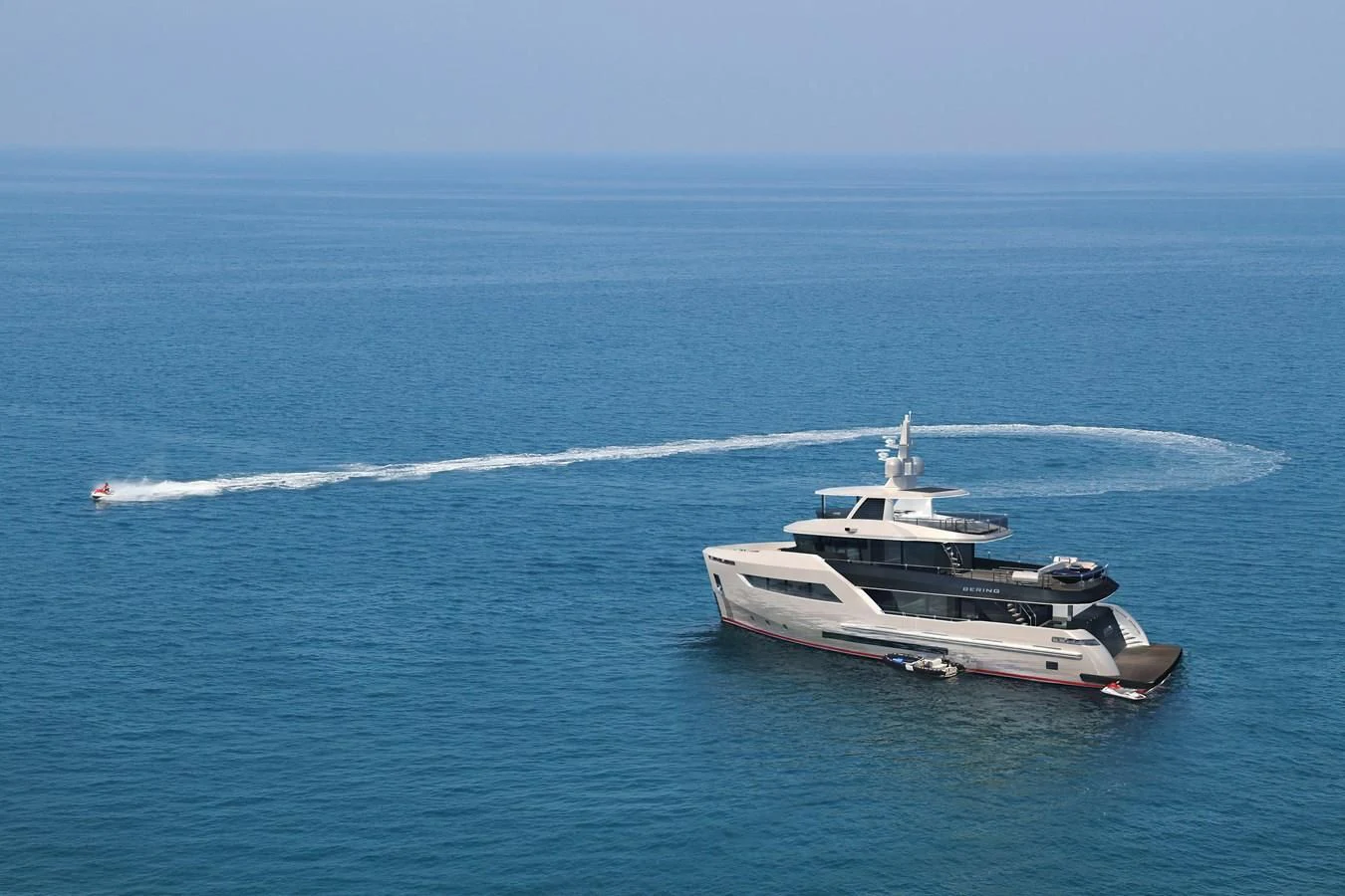 a boat on the water aboard BERING B100 Yacht for Sale