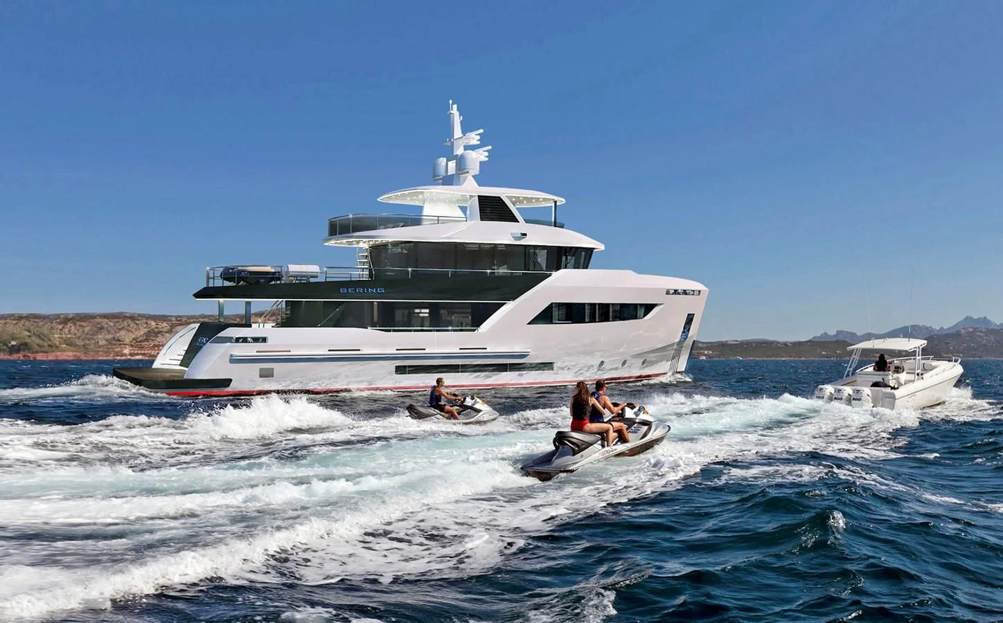 a boat in the water aboard BERING B100 Yacht for Sale