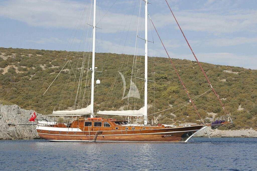a sailboat on the water aboard DREAMLAND Yacht for Sale