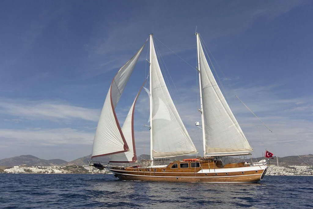 a sailboat on the water aboard DREAMLAND Yacht for Sale