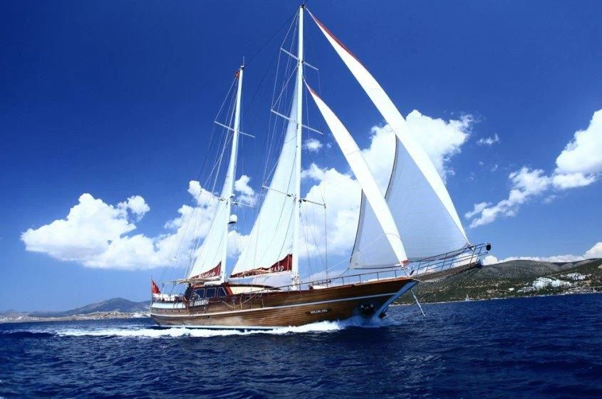 a sailboat on the water aboard DREAMLAND Yacht for Sale