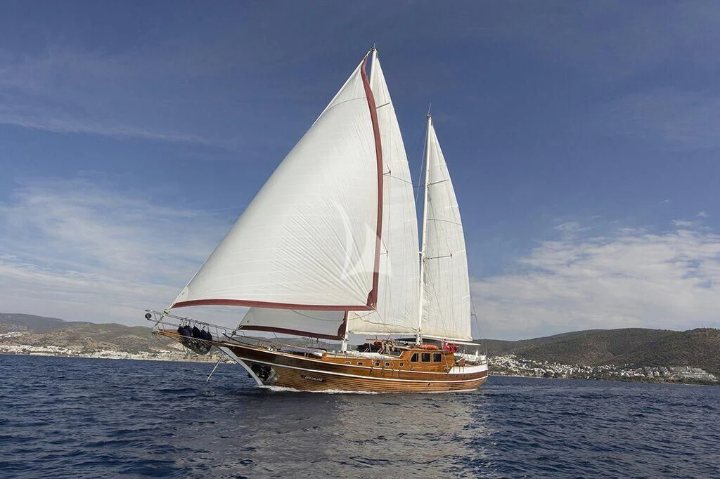 a sailboat on the water aboard DREAMLAND Yacht for Sale