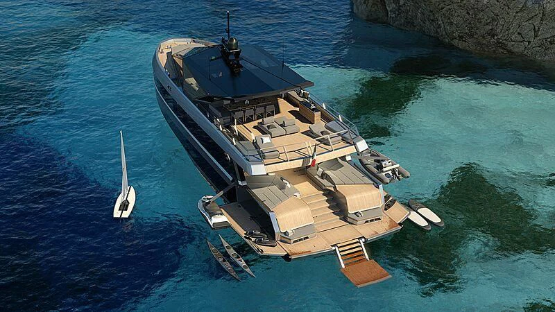 a building on the water aboard TELL ME WHY Yacht for Sale