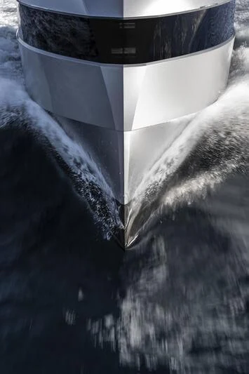 a black and white object on a black surface aboard TELL ME WHY Yacht for Sale