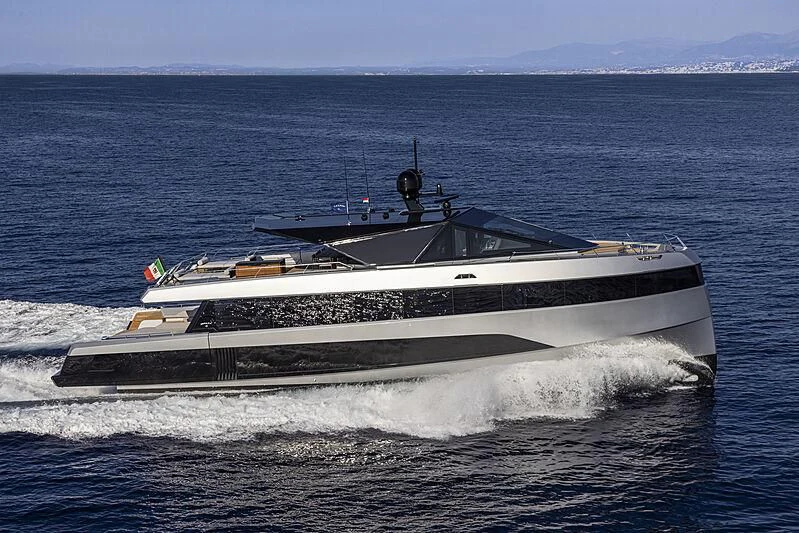 a large ship in the water aboard TELL ME WHY Yacht for Sale
