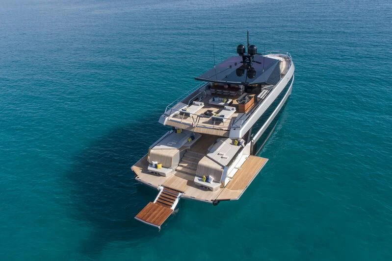 a large ship in the water aboard TELL ME WHY Yacht for Sale