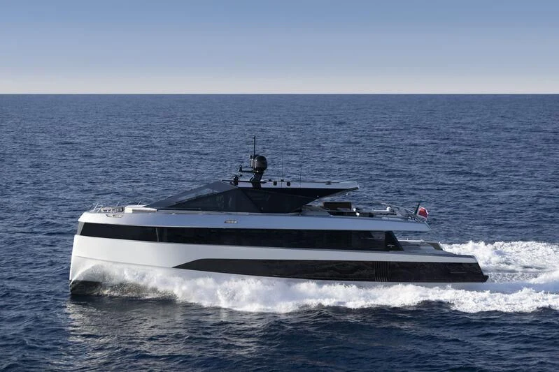 a boat on the water aboard TELL ME WHY Yacht for Sale
