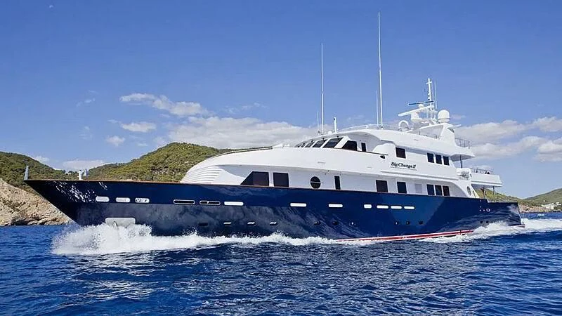 a large boat on the water aboard BIG CHANGE II Yacht for Sale
