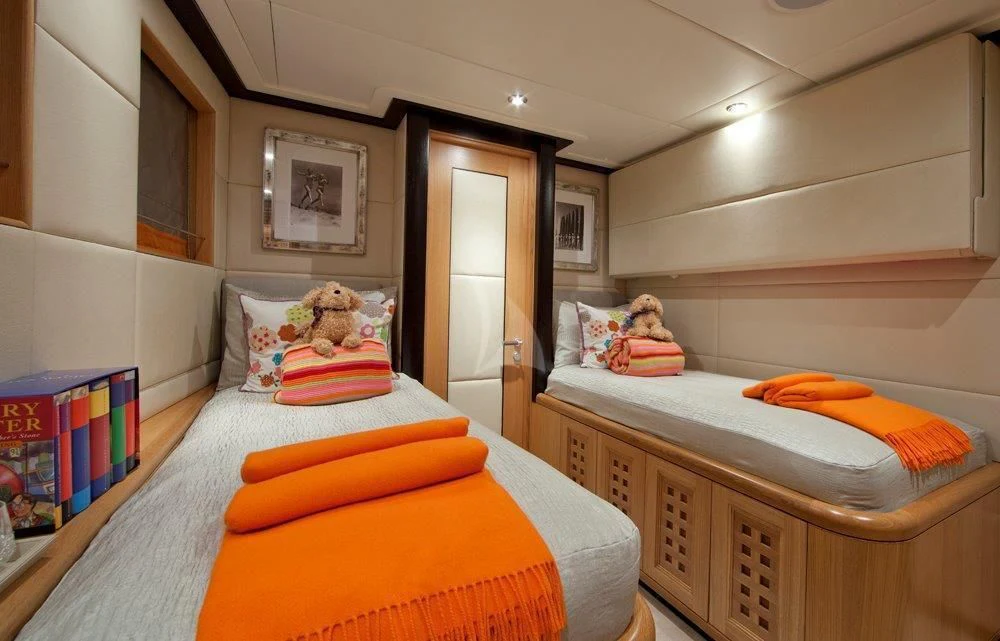 a small child's bedroom aboard BIG CHANGE II Yacht for Sale