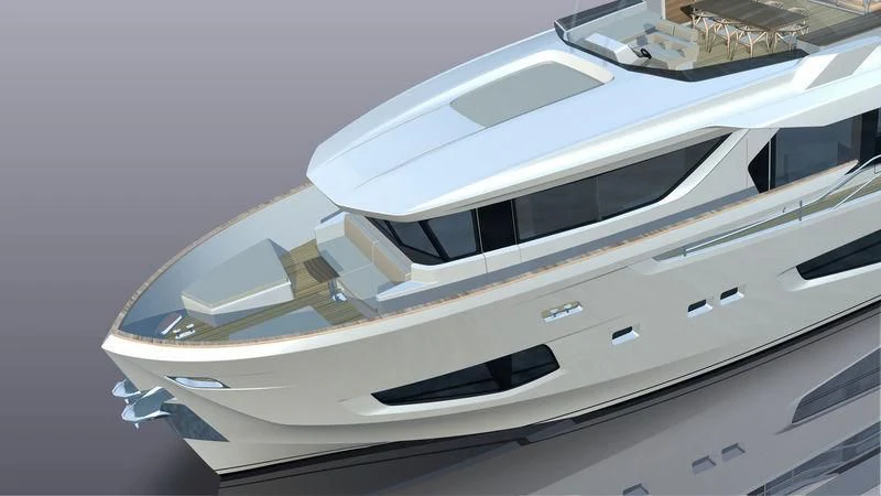 a white sports car aboard GIOIA Yacht for Sale