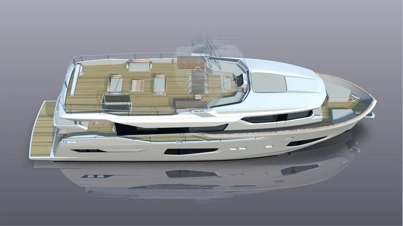 a futuristic looking car aboard GIOIA Yacht for Sale