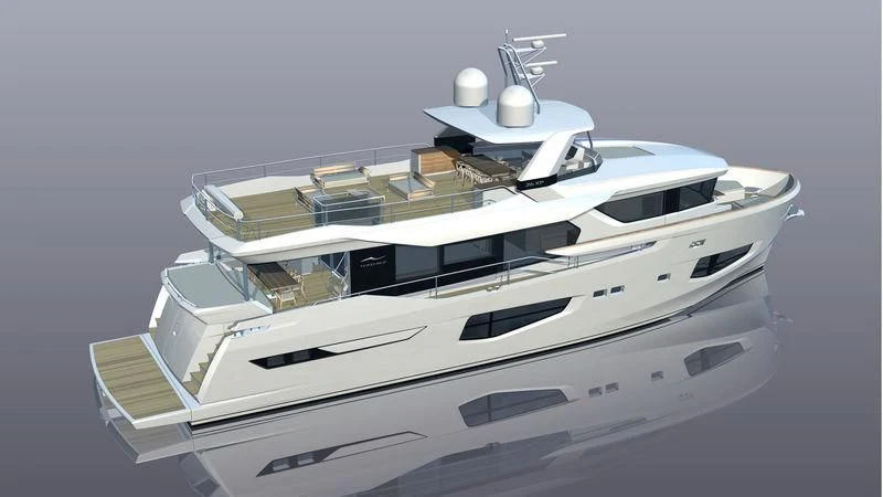 a white yacht with a white ceiling aboard GIOIA Yacht for Sale