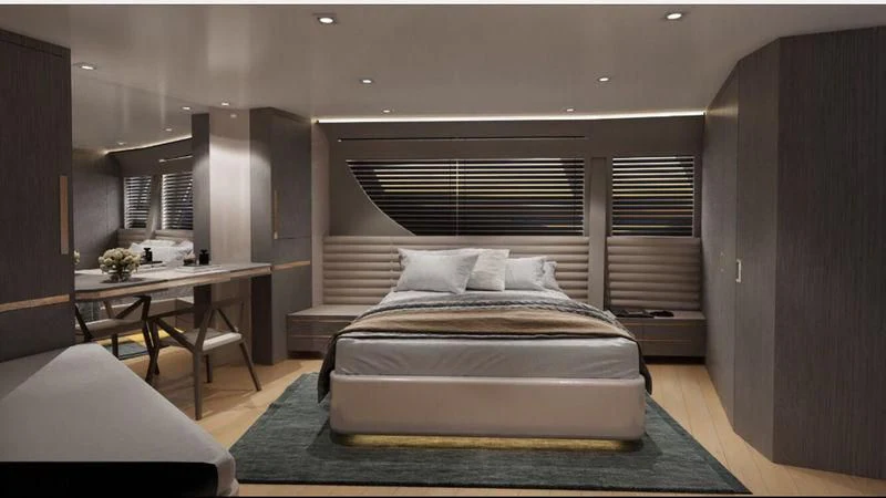 a bed in a room aboard GIOIA Yacht for Sale