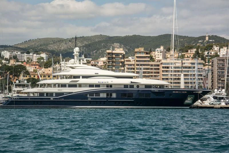 a large boat in the water aboard HIGH POWER III Yacht for Sale