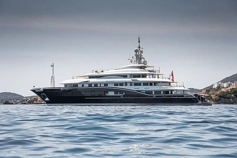 a large boat in the water aboard HIGH POWER III Yacht for Sale