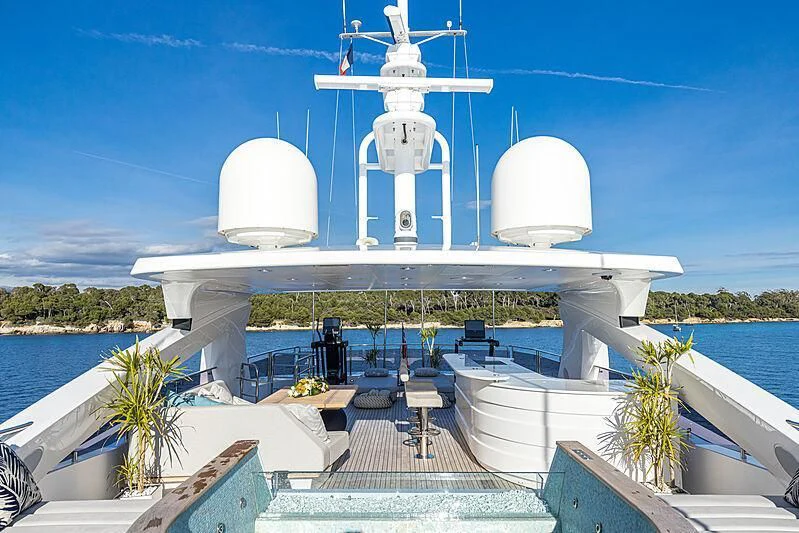 a white building with a dome and a white dome on top aboard THE BOAT OF FATE 2 Yacht for Sale