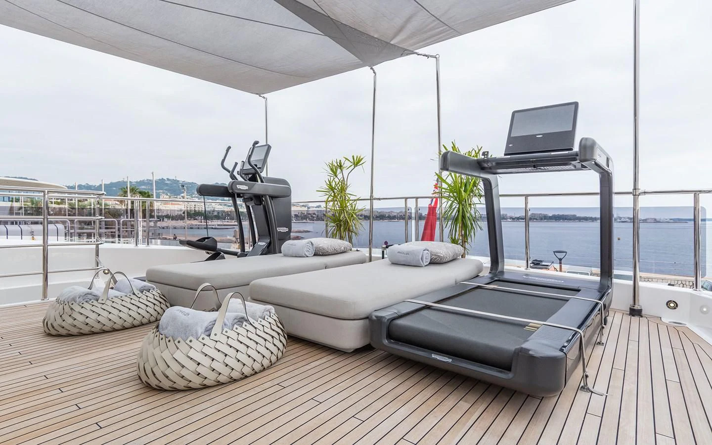 a living room with a large window aboard THE BOAT OF FATE 2 Yacht for Sale