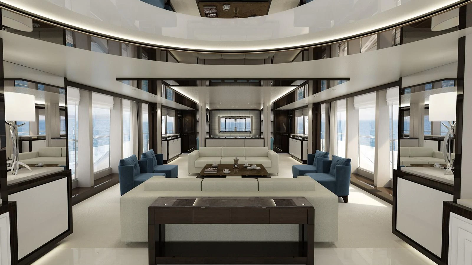 a room with a table chairs and a couch aboard THE BOAT OF FATE 2 Yacht for Sale