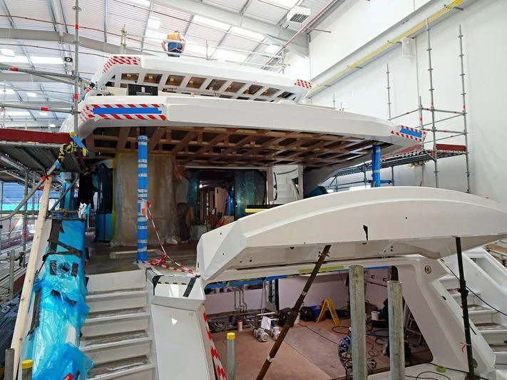 a large factory with several machines aboard THE BOAT OF FATE 2 Yacht for Sale
