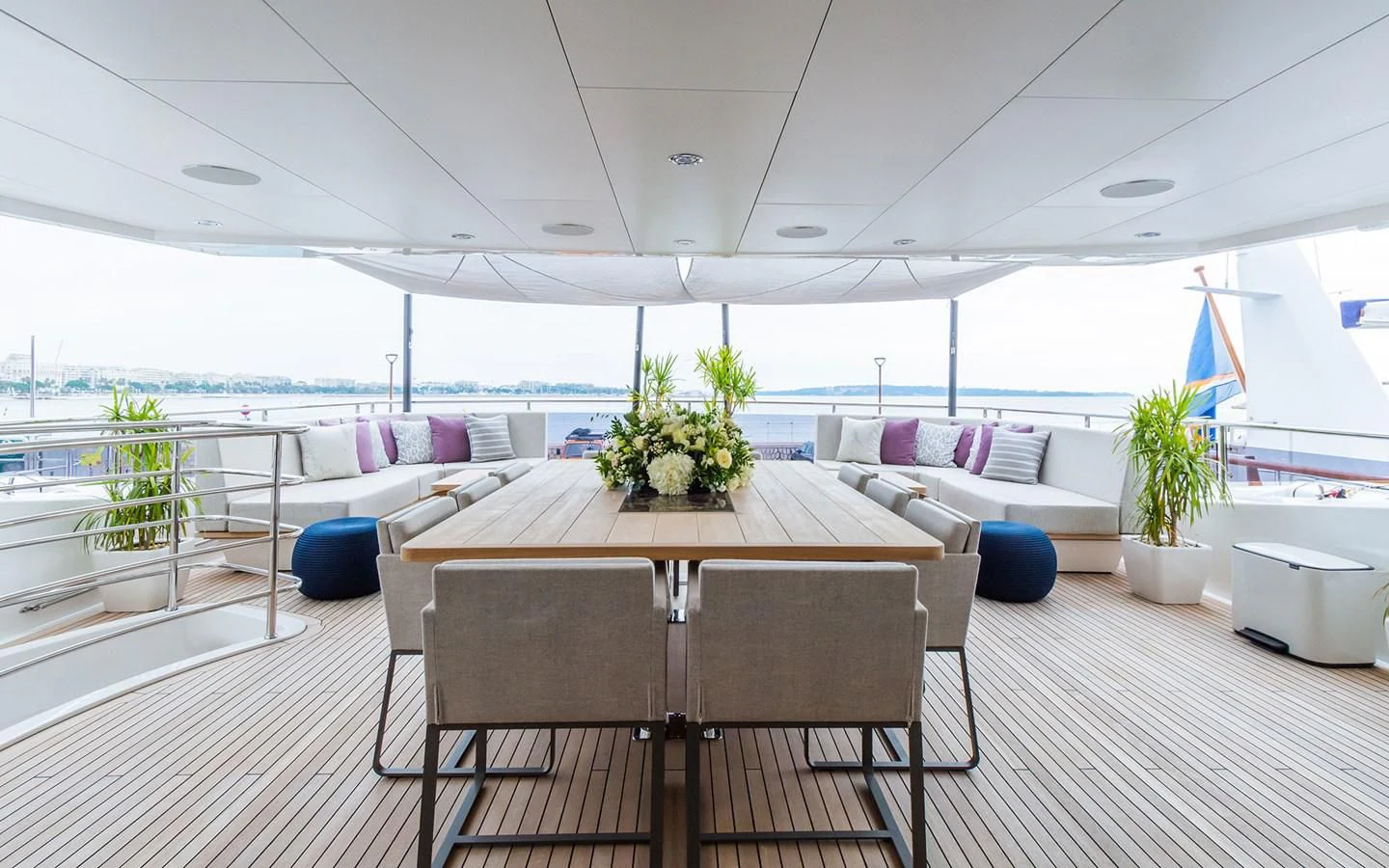 a room with a table and chairs aboard THE BOAT OF FATE 2 Yacht for Sale