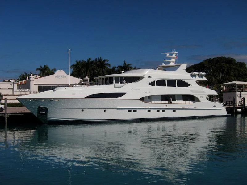 a white yacht in a body of water aboard KIMBERLIE Yacht for Sale